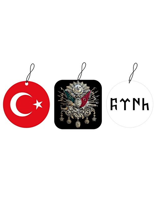 Techmaster Araç Asma Koku Osmanlı Arma Bayrak Türk Tasarım 3 Adet