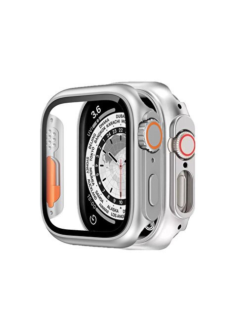 Binano Apple Watch 41 mm Ultra Dönüştürücü Gümüş Kasa Ve Ekran Koruyucu