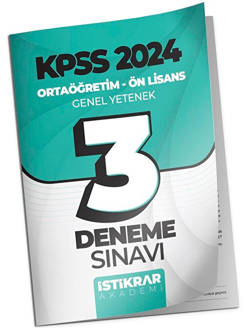 İstikrar Akademi Kpss 2024 Ortaöğretim Ön Lisans Genel Yetenek Matematik - Türkçe 3 Deneme Sınavı