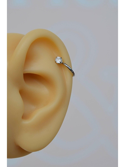 Gümüş Renk Düz Halka Helix Piercing Kıkırdak