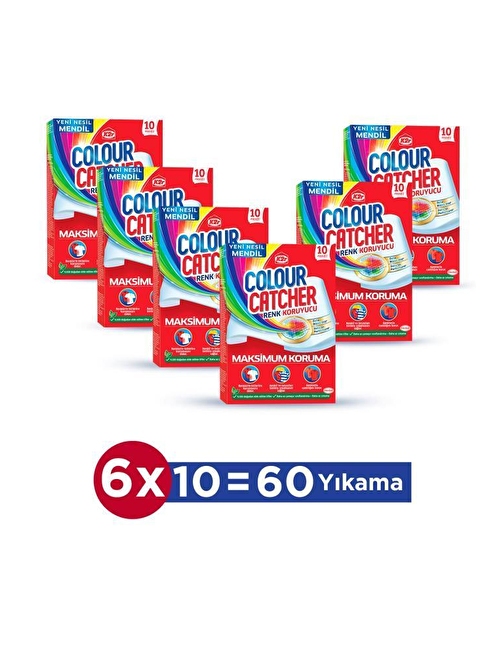 K2R Renk Koruyucu Mendil 6 X 10'Lu Paket 60 Yıkama