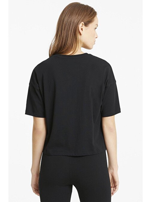 ESS Cropped Logo Tee Siyah Kadın Kısa Kol T-Shirt