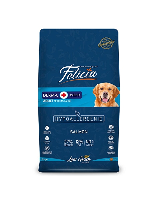 Felicia 15 Kg Yetişkin Somonlu M/Large Az Tahıllı Breed Hypoallergenic Köpek Maması