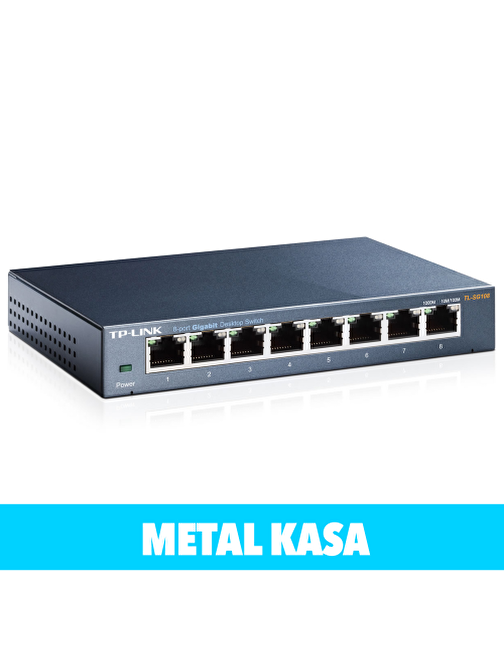 Tp-Link Tl-Sg108 8 Port Metal Kasa Yönetilemez Kablolu Switch