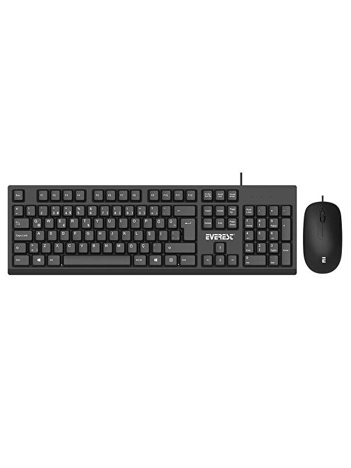 Everest KM-615 Türkçe Q Siyah Kablolu Klavye Mouse Seti