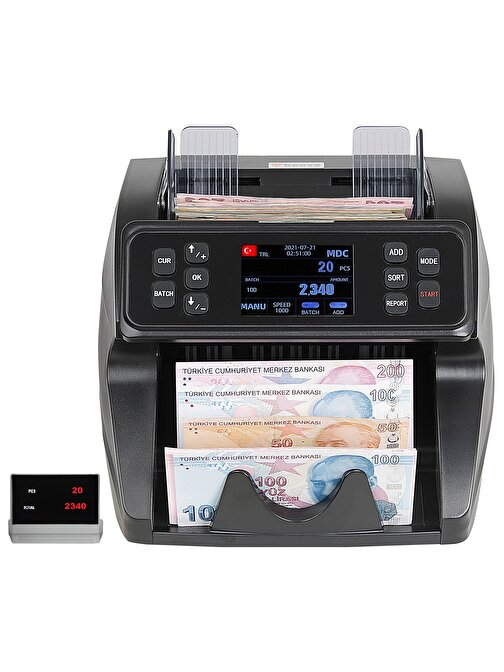 Baove Gb9500 Sahte Para Ayrıştırma Özellikli Müşteri Ekranlı TL - EURO - USD Karışık Kağıt Para Sayma Makinesi
