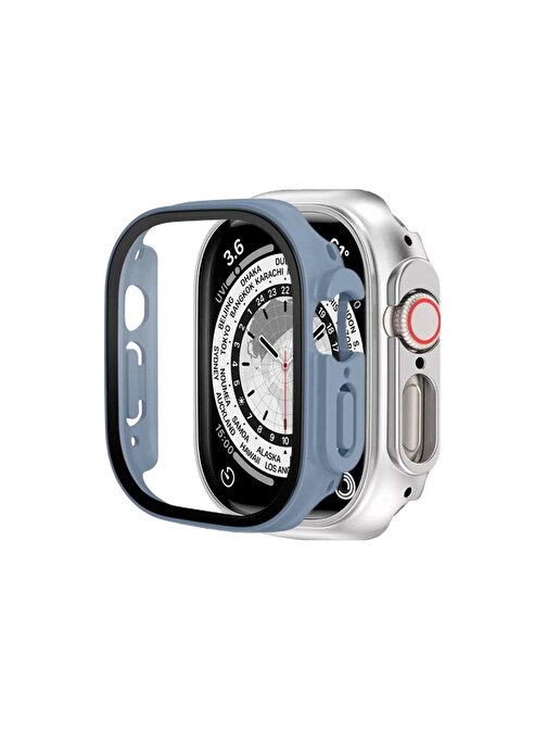 Binano Apple Watch Ultra Sense Kasa Ve Ekran Koruyucu Açık Mavi
