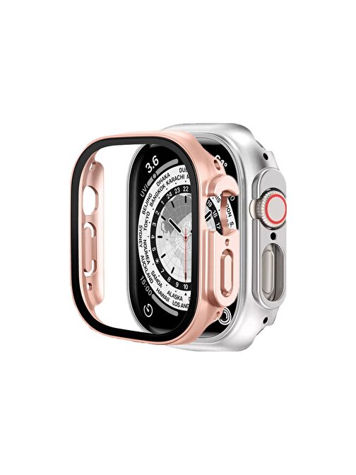 Binano Apple Watch Ultra Sense Kasa Ve Ekran Koruyucu Rose Gold