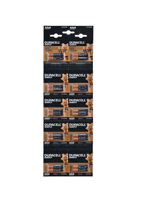 DURACELL LR03/MN2400 1.5 VOLT ALKALİN AAA İNCE KALEM PİL (20Lİ KARTELA PAKET FİYATI)(2Lİ YIRTMALI)