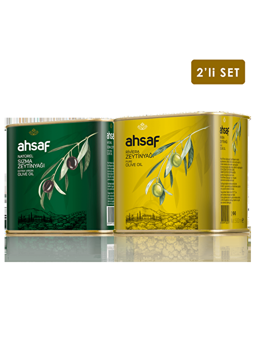 Ahsaf Natürel Sızma Zeytinyağı 500 Ml -Teneke + Riviera Zeytinyağı 500 Ml -Teneke (2'Li Ekonomik Paket)