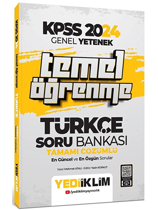 Yediiklim Yayınları Yediiklim Yayınları 2024 Genel Yetenek Türkçe Temel Öğrenme Tamamı Çözümlü Soru Bankası