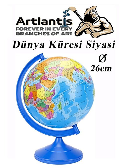 Artlantis Dünya Küre 26 Cm Çapında 1 Adet Dünya Siyasi Küresi Okul Sınıf Malzemesi