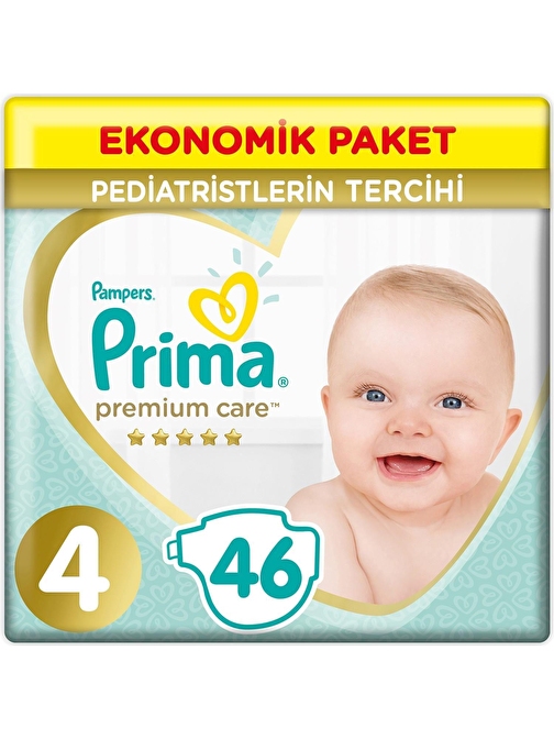 Prima Premium Care 4 Numara Ekonomik Paket Bebek Bezi 46 Adet