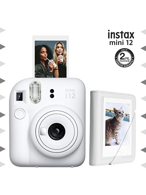 Instax mini 12 Beyaz Fotoğraf Makinesi ve 28'li Mini Albüm Seti