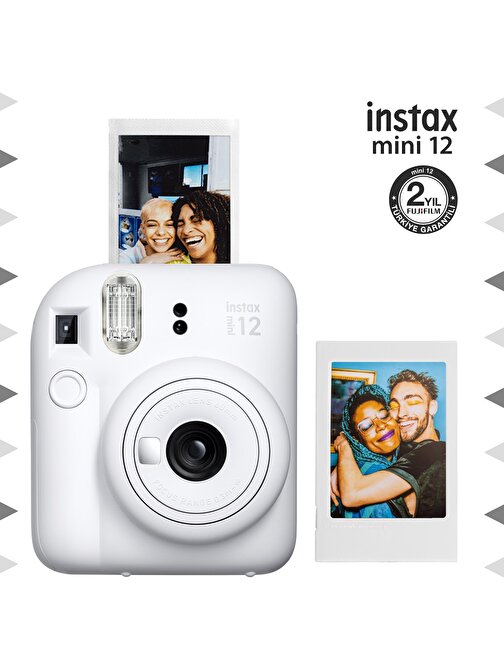 Instax mini 12 Beyaz Fotoğraf Makinesi ve Fotoğraf Çerçeve Seti