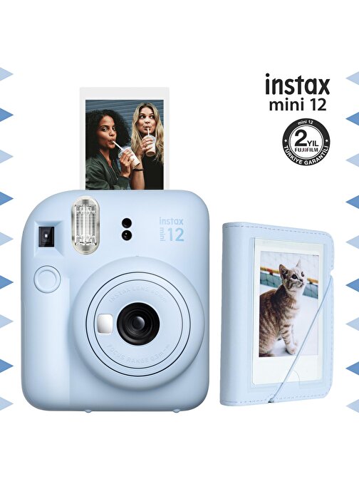 Instax mini 12 Mavi Fotoğraf Makinesi ve 28'li Mini Albüm Seti