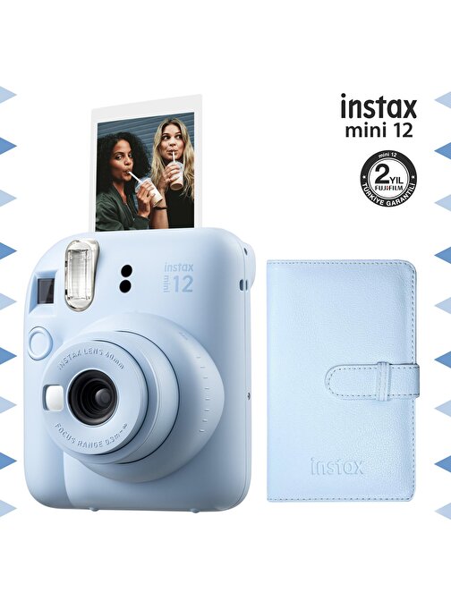 Instax mini 12 Mavi Fotoğraf Makinesi ve 96'lı Laporta Albüm Seti