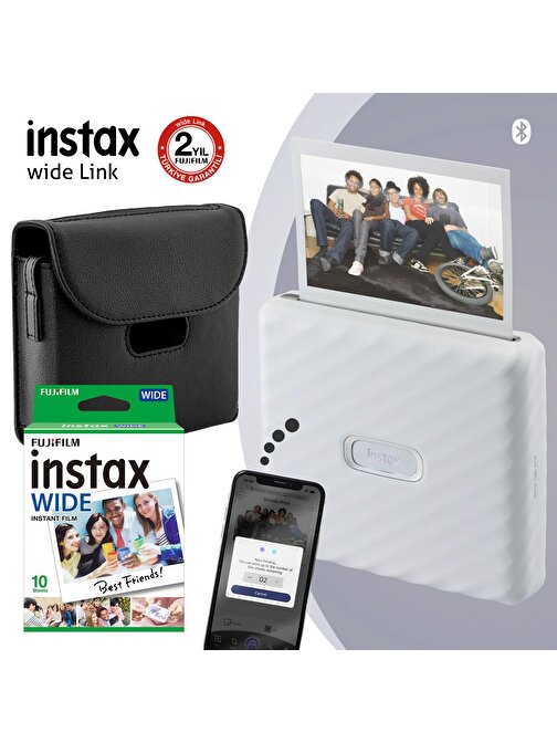 Instax Wide Link Beyaz Akıllı Yazıcı ve Çantalı Hediye Seti 3