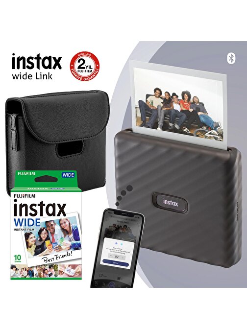 Instax Wide Link Gri Akıllı Yazıcı ve Çantalı Hediye Seti 3