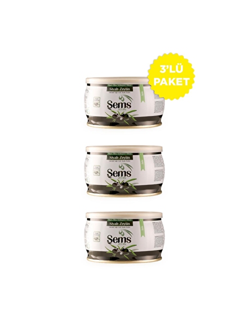 Şems Lüks Özel Siyah Zeytin 300 Gr 231-260 Kalibre (3'lü Ekonomik Paket)