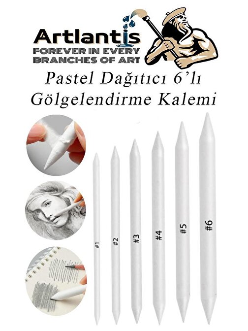 Pastel Dağıtıcı Gölgelendirme Kalemi 6 Lı 1 Paket Kaynaştırma Kalemi Kara Kalem Dağıtıcı Kalem Kağıt Kalem