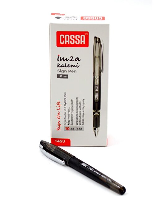 Cassa 1453 İmza Kalemi 1.0 mm 10 Adet Siyah