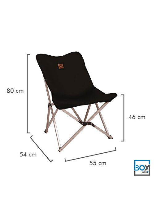 Box&Box Alüminyum Katlanabilir Kamp Sandalyesi Piknik Sandalyesi Taşıma Çantalı Kumaş Siyah
