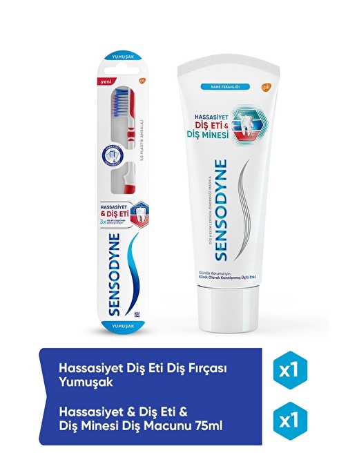 Sensodyne Hassasiyet & Diş Eti & Diş Minesi Diş Macunu 75 ml + Hassasiyet Diş Eti Diş Fırçası Yumuşak