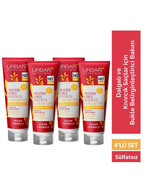 Urban Care Hibiscus - Shea Butter Kıvırcık - Dalgalı Saçlar Özel Saç Bakım Şampuanı 4 x 250 ml