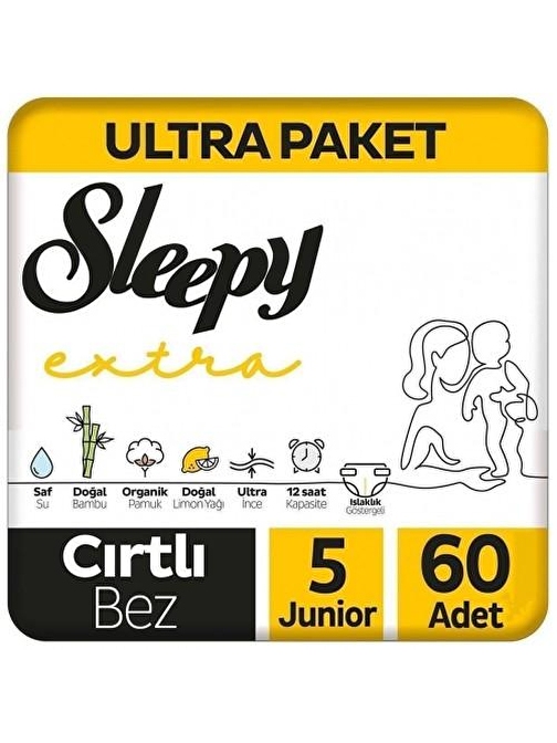 Sleepy Extra Avantajlı 5 Numara Paketi Bebek Bezi 60 Adet