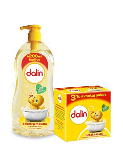 Dalin Günlük Kullanım Bebek Şampuanı 900 ml + 3'lü Sabun 100 gr