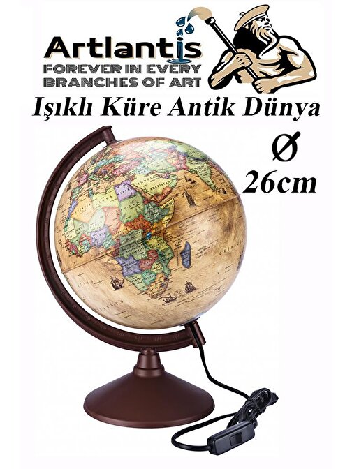 Artlantis 26 cm Işıklı Dünya Küre Arkeoloji Dünya Küresi Kahverengi 12+ Yaş