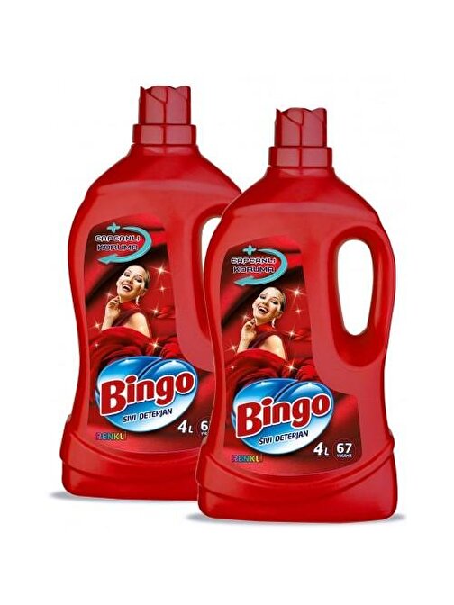 Bingo Renkli Sıvı Bakım Çamaşır Deterjanı 4 lt x 2 Adet