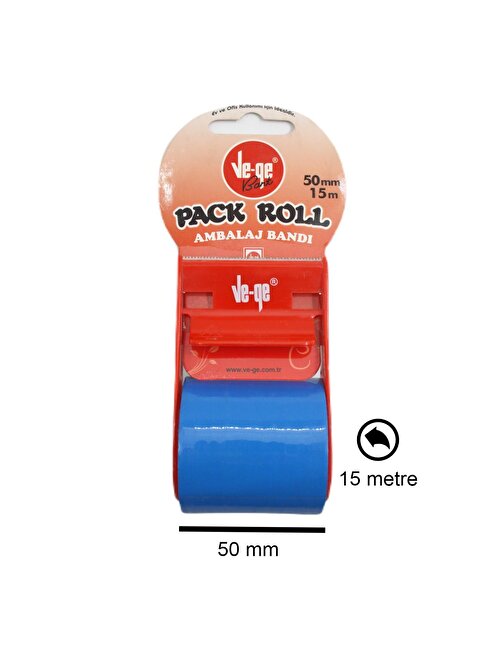 Vege Pack Roll Ambalaj Bandı 50 mm x 15 m Mavi