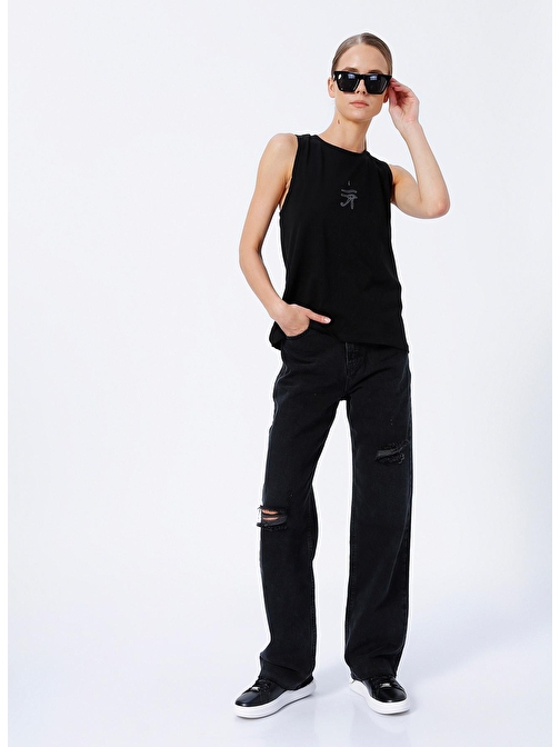 Black On Black  Siyah Mom Fit Kadın Denim Pantolon K-KEFA