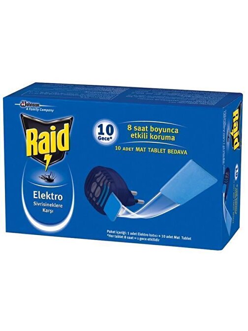 Raid Elektro Makine + 10 Adet Mat Tablet Hediyeli