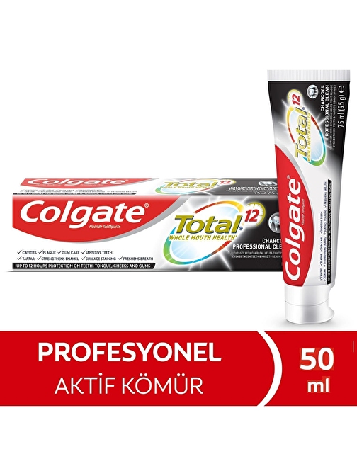 Colgate Total Charcoal Profesyonel Temizlik Kömürlü Diş Macunu 50 ml