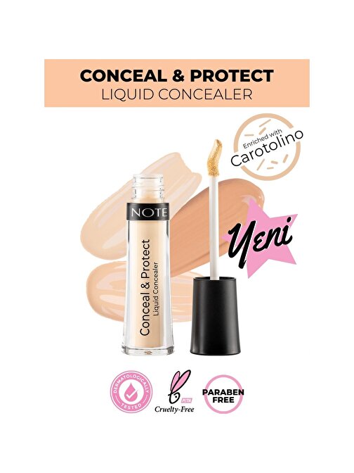 Note Yüksek Kapatma Özellikli Conceal Protect Likit Concealer No 04 Porcelain