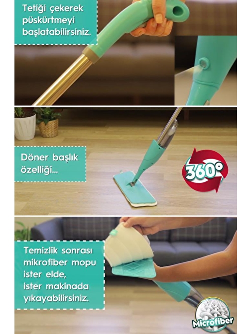 Smarter Shıny Sprey Mop+ Yedek Mop Somon