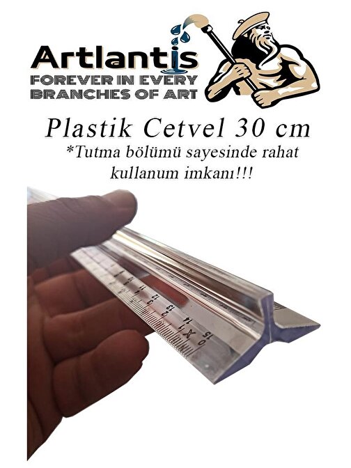 Artlantis Tutumu Kolay Plastik Şeffaf Tribli Desimetre Cetvel 30 cm
