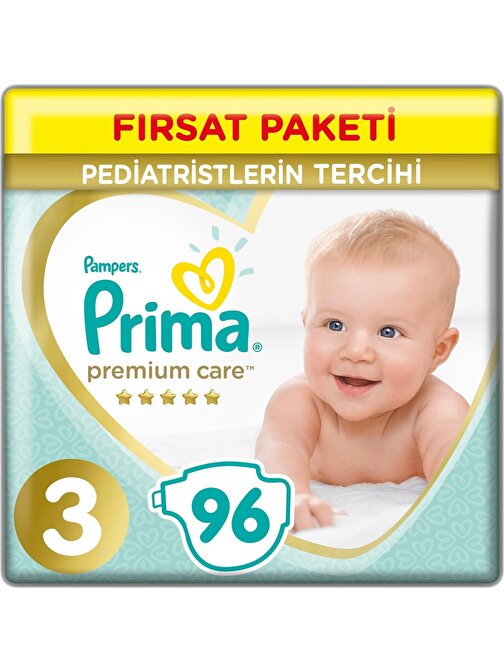Prima Premium Care 4 - 9 kg 3 Numara Fırsat Paketi Bebek Bezi 96 Adet