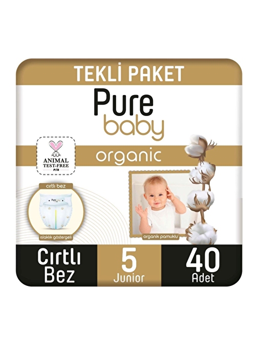 Sleepy Pure Baby Organik 11 - 20 kg 5 Numara Jumbo Paket Bebek Bezi 40 Adet