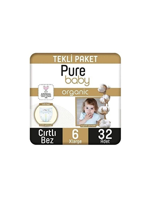 Sleepy Pure Baby Organik 15 - 27 kg 6 Numara Jumbo Paket Bebek Bezi 32 Adet