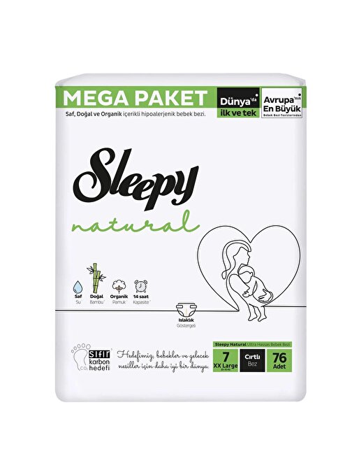 Sleepy Natural 15 + kg 7 Numara Fırsat Paketi Bebek Bezi 76 Adet
