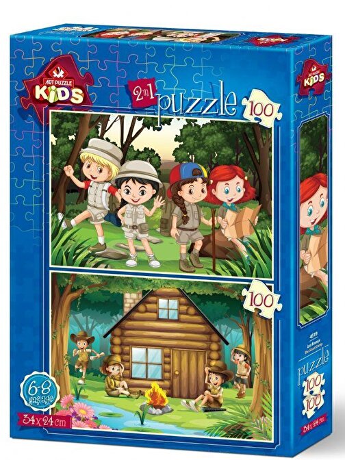 Art Puzzle İzci Kampı Temalı Puzzle 2x100 Parça 6-8 Yaş
