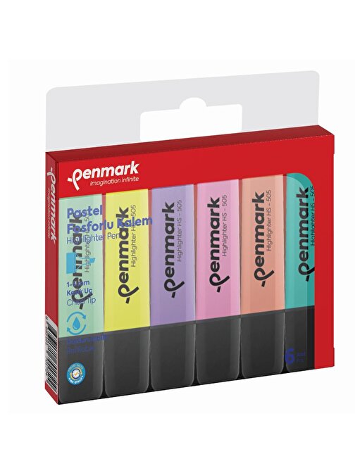 Penmark Fosforlu Kalem 6'lı Karışık Renk Pastel Hs 505 6P