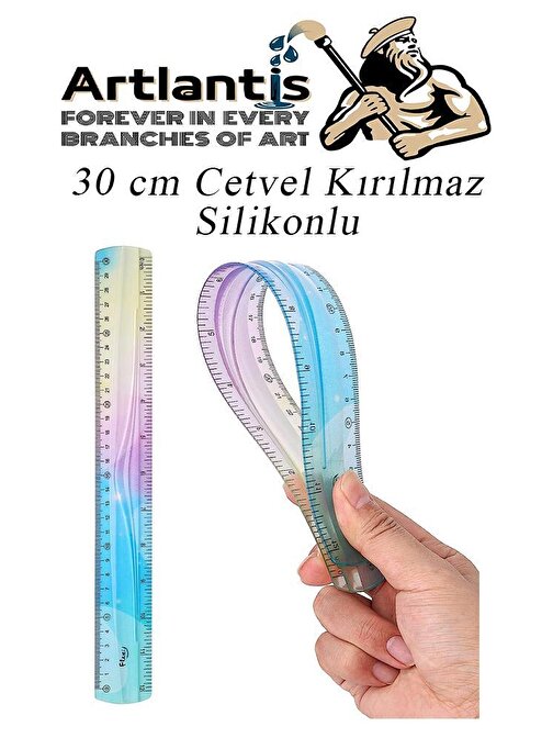 Artlantis Kırılmaz Flexible Silikonlu Cetvel Gökkuşağı 30 cm