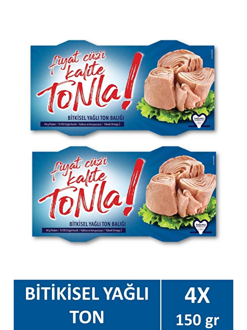 Kalite Tonla Ayçiçek Yağlı Ton Balığı 2x150 gr x2 Adet