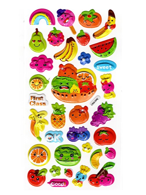 Sticker Kabartmalı Stiker Defter, Planlayıcı Etiket (limlra-042) - 17X9 cm - Meyveler