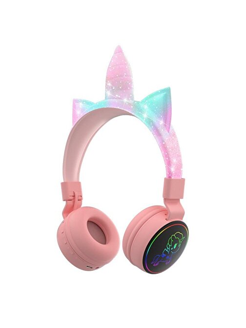 Pazariz Yeni Nesil Kablosuz Sevimli Unicorn Kız Çocuk Kulaklığı Wirelles Bluetooth Headphone